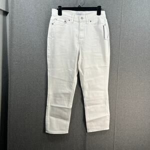 Encore by Idina Menzel Regular High Waisted Crop Jeans Bright White, Reg 6